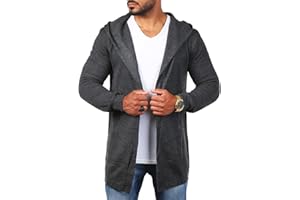 Carisma Herren Feinstrick Cardigan leichte Weste Strickjacke mit Kapuze Lange Passform Oversize Long fit 7717