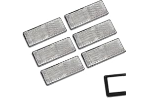 ‎AOHEWEI AOHEWEI 6 x Rückstrahler Selbstklebend Weiß Seitenstrahler Katzenaugen Reflektoren Rechteckig zum Aufkleben Sicherheit hinten Reflektierend für Zaunpfosten Anhänger Wohnwagen ECE - zulassung