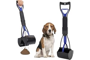 BELONLINK Anluomania Pelle à déjections pour animal domestique, ramasse-crotte, 61 cm pouce Long manche solide Pince dentelée Nettoyage Pickup déjections canines Clip pour extérieur/intérieur Pour Chien et Chat