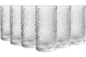 TRESV Set de 6 Vasos de Cristal Agua y Bebidas Alcohólicas,Vasos de Transparentes Cristal de 350 ml, Set de 4 Vasos colores,Aptos para lavavajillas (Set de 6 Vasos de 350 ml Transparente)
