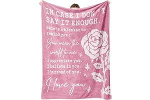 Craftique Valentines Gifts for Her, Anniversary Day Gifts for Her, Pink Blanket with Rose Print, I Love You Gifts, Birthday, Christmas Day Gifts for Wife, Girlfriend, Throw Blanket, 60" * 50"
