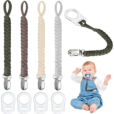 2er Set Baby Schnullerkette Aus Stoff - Praktischer Schnullerhalter Für Kleidung & Kinderwagen