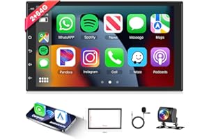 HODOZZY [2GB+64GB] Car Radio Double Din mit GPS Navi Android mit Wireless Carplay, Android Auto, 7 Inch Touchscreen 1080P Screen Car Stereo Radio, Bluetooth, Hifi, FM/RDS Radio, Wifi, AHD Camera, USB 2 Din