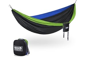 ENO, Eagles Nest Outfitters DoubleNest Lightweight Camping Hammock, 1 to 2 Person, Chartreuse/Black/Royal