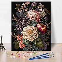 Peinture Par Numéros Adulte – Cœur Fleuri, Toile 40x50 Cm, Kit Complet Avec Peintures Et Pinceaux - 5