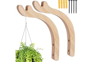 Palmcee Set mit 2 Haken für Hängepflanzen, Wand-Blumenkästen aus Holz für Zimmerpflanzen, robuster Kleiderbügel für Laternen, Blumenständer, Windspiele, Pflanzgefäß