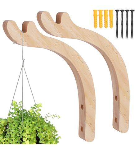 Hangende bloemenhanger voor binnen, 2 stuks metaal macramé bloemenhanger met houten