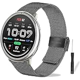Tnhsvp Metal Strap Compatible with Amazfit Active 3 Premium/Active 2/2 Square/Active/GTS 4/GTS 3/GTS 2/GTS, 20mm Adjustable S