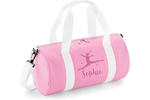 beyondsome Personalised Girls Split Jump Gymnastics Glitter Barrel Bag
