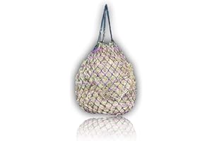 PFERDELINIS Rete da fieno extra grande per cavalli, 5 x 5 cm, maglie adatte alle specie, migliore digestione, sacco da viaggio, per pony, cavalli giovani, capre (1 nero-viola)
