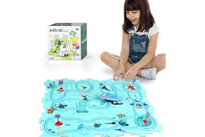 KADAYAYA Plastic Puzzle Track Play Set for Kids 3 4 5 Slot Car Track Puzzle with Vehicles Toddler Puzzle Track Car Play Set Educational Toys for 4 5 6 Year Old Boys Girls, Montessori Toys for Kids