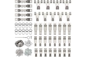 IDEALHOUSE 280pcs Picture Hanging Kit for Hard Walls, Picture Hooks for Picture Frame Fixing, Assorted Picture Hanger Set with 62 Steel Hooks, 3m Steel Wire, 30 Sawtooth Hangers, D-Ring, Nails, Screws