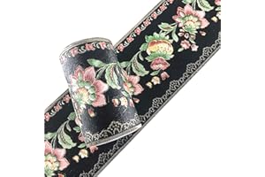 SIMPLEMUJI 5 Meters Lantern Flower Self-Adhesive Wallpaper Border PVC Wall Covering Borders Bathroo 10cm by 5mm Kitchen Tiles Decor Sticker (Black)