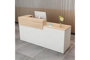 CCUKTFN Empfangstheke mit Schublade und offenen Regalen, moderner Empfangstresen 100–240 cm, Rezeptionstheke für Büro, Salon, Lobby und Einzelhandelsgeschäft