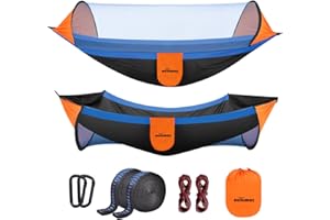 OUTERMAN Hamaca Colgante, Hamaca Jardin Exterior con Mosquitera, Hamaca de Tela Resistente y Portátil, 300 x 140 cm, Azul, Capacidad de Carga de 300 kg