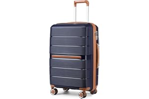 British Traveller Maleta de Viaje Grande con Material PP Maleta de Cabina Rígida Ligera con Cerradura TSA (76cm, Azul)
