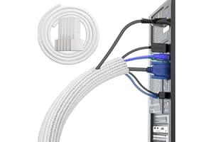 ANNEX Nascondi Guaina Cavi 3m Ø12-20mm, Raccogli Cavi Copricavi Self-closing Nascondi Cavi Guaina Per Cavi Per Ufficio Casa Auto -Proteggi il cane gatto dai cordoni da masticare. Bianco