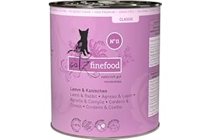 catz finefood N° 11 karma dla kotów i królików, drobna karma dla kotów, udoskonalona żurawiem i marchewką, 6 x 800 g puszki