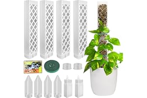 CORPOWER Moss Pole di Plastica, 4 Pezzi 35 cm (Palo per Piante Rampicanti + Inserimento a Terra) + 150 g Muschio, Palo di Sfagno per Piante Rampicanti da Interni ed Esterni, Sostegno per Piante