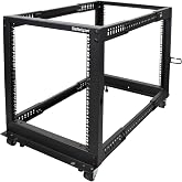 StarTech 12U 4 Column Open Rack 19in, 40", 544kg (4POSTRACK12U) | Adjustable mounting depth 56-101 cm, Cold rolled steel, Lev