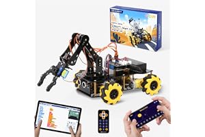 Robotik för barn 8 till 12 år, ACEBOTT smart robotarmkit med 5DOF, STEM-leksaker för barn 8 till 12 år, 12 till 16 år, ESP32 Arduino/Python/Blockly-kodning, applikation och kontroll
