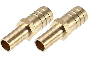 X AUTOHAUX 2 Pcs 16mm - 12mm Straight Shaped Barb Brass Hose Fitting Connector
