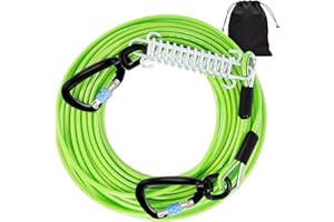 Snagle Paw Hochbelastbar Hofleine für große Hunde für den Garten 15m Reißfestigkeit 1000 Pfund, Drehbarer Verriegelbarer Haken & Feder, Stoßabsorbierende Tie Out Leine für Hundeauslauf