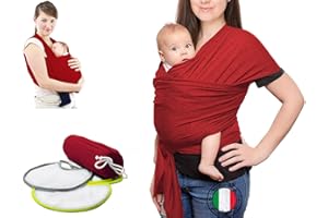 BABYTOOLS Fascia Neonato (100% Made In Italy) Con 2 BAVAGLINI INCLUSI, Fascia Porta Bebe In Cotone Organico, Fascia Neonato Porta Bebe In Tessuto Morbido, Leggero, Traspirante, Adatta Fino A 15 Kg