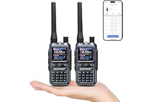 BAOFENG GT-5R Mini Dubbelbands Handhållen Amatörradio, UHF VHF Walkie Talkie, Trådlös App-programmering, Dubbel PTT, USB-C Laddning, 999CH, Airband/FM Mottagare, Grått(2-pack)