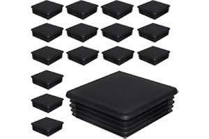 SKIR'CO 16 tapones cuadrados de plástico de 80 x 80 mm, tapas de tubo mate, insertos de tubo cuadrados, tapones para postes de valla, color negro RAL 9005