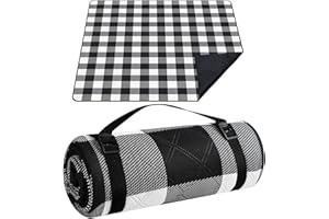 LISVEORY Picknickdecken 200x200 cm ,extra große Picknickdecke, Machine washable Camping Decke, Picknick decke Wasserdicht, Decke Outdoor, Faltbar Strandmatte mitSchultergurt,ideal für Strand Park (schwarz)
