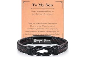 EPVID Gifts for Husband Son Boyfriend Grandson Grandad Uncle, Leather Bracelet for Brother Nephew Boyfriend, Christmas Fathers Day Birthday Valentines Gifts, Stocking Fillers for Men