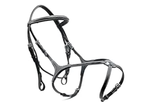 Astile Equestrian Leather Grackle Bridle Padded With Free Reins Hand Stitched Design Black Brown (COB, BLACK)