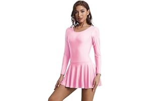 Aoylisey Damen Langarm Gymnastikanzug Tanzrock Body