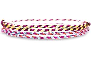 Made by Nami 2x Boho Surfer Anklet Unisex - Ankle Bracelet Set of 2 Women & Men - Handmade Beach Jewellery & Festival Accessories - Thin String Rope Anklet (Pink & Cheese)