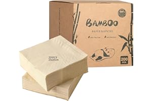 MORGIANA 200 PCS Brown Unbleached Paper Napkins 25 * 25CM 2-Ply Brown Eco-Friendly Bamboo Disposable Napkins Biodegradable Paper Napkins Party Restaurant Christmas