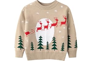 ALLBESTOP Enfant en Bas âge garçons Filles noël Dessin animé Automne Hiver Chaud tricoté Pull à Manches Longues noël Hauts Tricots Cardigan Manteau Cardigan Rouge pour Fille Habillée