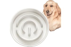 MOPANG Anti Schling Napf Hund, Antischlingnapf Hunde Keramik, Slow Feeder für Hund, Langsame Fütterung für Mittelgroßer/Großer Hund, Ø 21cm, 1000ml, Elfenbeinweiß1