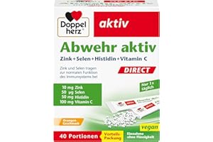 ‎DOPPELHERZ Doppelherz Abwehr aktiv DIRECT - Zink, Selen & Vitamin C zur Unterstützung des Immunsystems PLUS Histidin - 40 Micro-Pellets mit Orangen-Geschmack