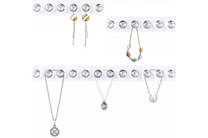 Baoswi Necklace Hangers Acrylic Necklaces Holder Wall Mounted Jewellery Organiser Hanging with Diamond Shape Hooks, Jewellery Hangers for Necklace (1 Pack of 12 diamonds + 2 Pack of 6 diamonds)