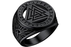 FaithHeart Valknut Trinidad Anillo Hombre Nórdico Anillo Hip Hop Acero Inoxidable 316L Joyería Religiosa de Protección