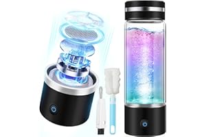 IUHFSIFS Eau Hydrogénée Bouteille【Technologie Ultra PEM – Certifié SGS】 4000PPB Écran tactile, valve de soulagement de la pression, concentration maximale d'hydrogène pour votre santé noire