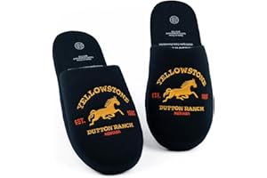 Y YELLOWSTONE Yellowstone Men's Navy Slippers | Dutton Ranch Emblem | Authentic TV Show Merchandise | Embrace the Spirit of the Hit US Series | Ideal for Unwinding Indoors and Enjoying TV Nights in Style
