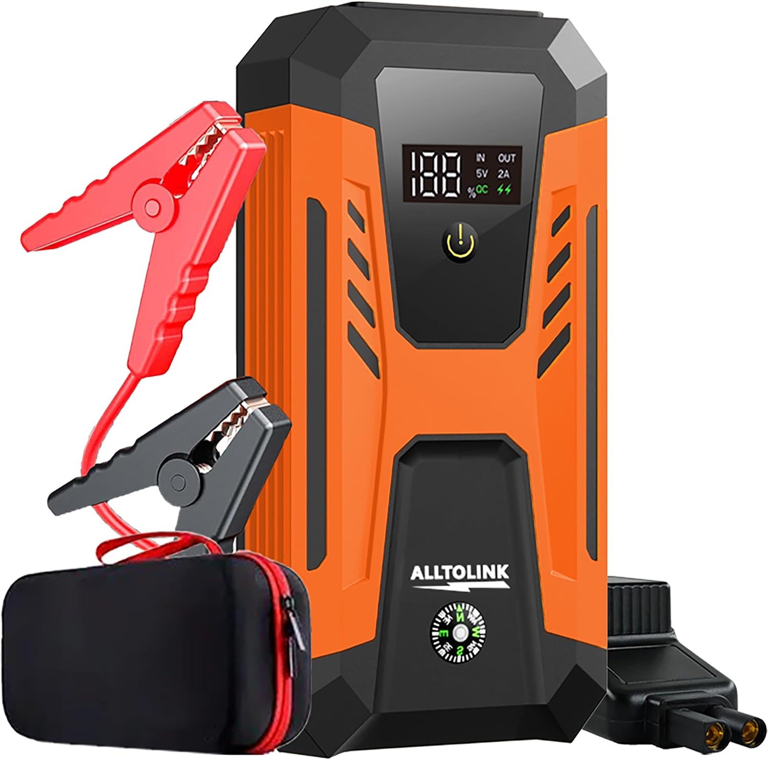 Alltolink Jump Starter Power Pack, 3000A Portable Car Battery Booster Jump Starter for 12V Vehicles and Motorcycles, Portable charger with display screen and 20V fast charging, 4-mode LED lights