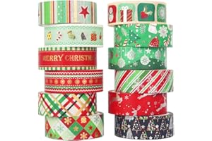 YUBBAEX Washi Tape Set 12 Rotoli Natale Tape decorative colorati Masking Tape Set Nastri Washi mascheratura per decoratori fai da te scrapbooking adesivo scuola materiale per feste Incartare Regali