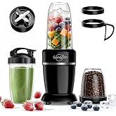 Sangcon - 1000W Blender for Smoothies, Powerful 22000RPM Blender for Kitchen with 3 Cups + 2 Spout Lids + 1 Storage Lid + 1 C