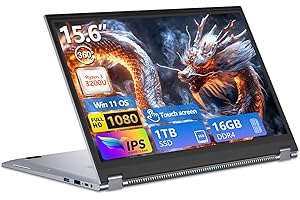AUKABREX PC Portatile 2 in 1, Notebook R3 3200U CPU, Win 11 PC Portatile 16 GB RAM 1TB SSD, 15,6 Pollici Notebook 1080P Touchscreen Flip 360°, Radeon Graphics GPU, Laptop con RJ45+USB 3.0+Mini-HDMI+Webcam