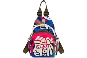 DEEVORCA Moda Mochila para Mujer Diario Casual Retro Bolso De Hombro Mochilas Antirrobo Viaje Trabajo Compras Escuela Bolsillo Múltiple Medio Nylon Estampada Bolsa De Hombro Rojo C