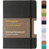 Ottergami The Pro Bullet Dotted Journal, Cuaderno Punteado A5, Negro | Libreta de puntos y journaling notebook de 192 páginas