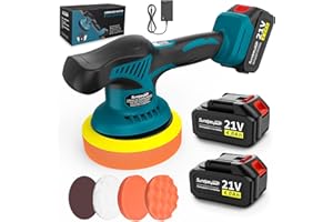 21V Lucidatrice Auto a Batteria, SundpeyPRO Lucidatrice Rotorbitale da 6 Pollici con 2 Batterie da 4.0Ah e 8 Velocità Variabili e 6000RPM, Lucidatrice Auto per la Pulizia Dell'auto e la Lucidatura